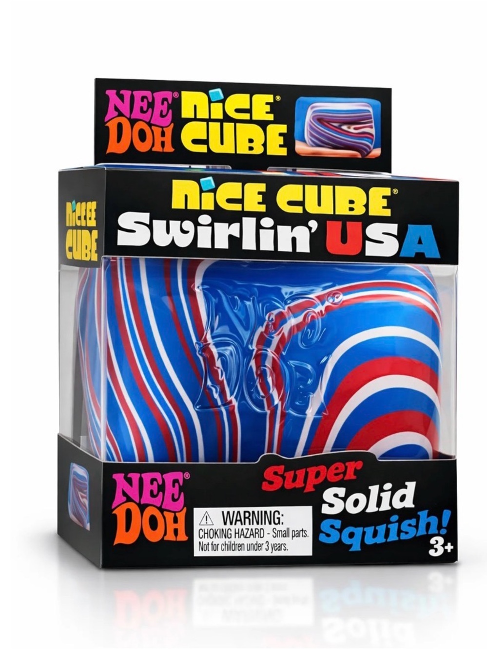 Nee Doh Nice Cube Swirlin' USA Super Solid Squish - Red, White & Blue